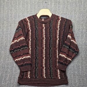 Vintage Protege Collection Sweater Men L Made USA 3D Textured Knit Abstract 90s